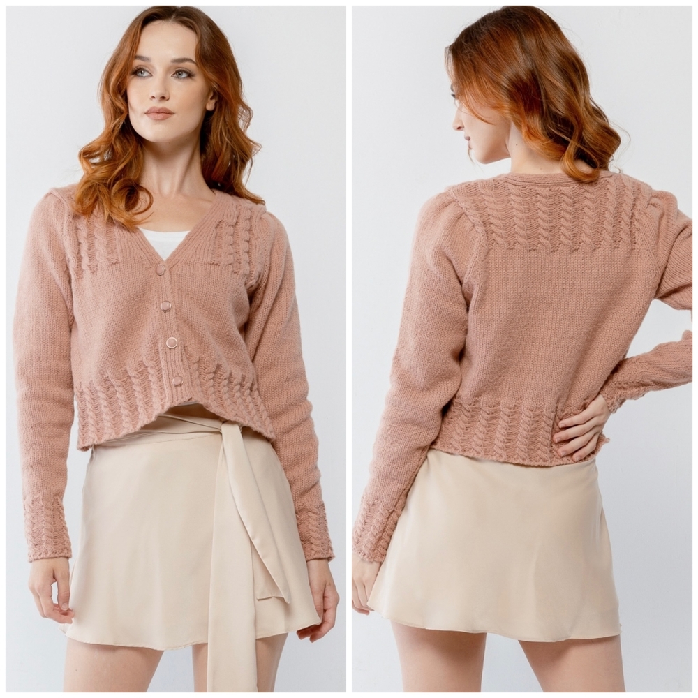 Very J Cozy Chic Desert Blush Cardigan